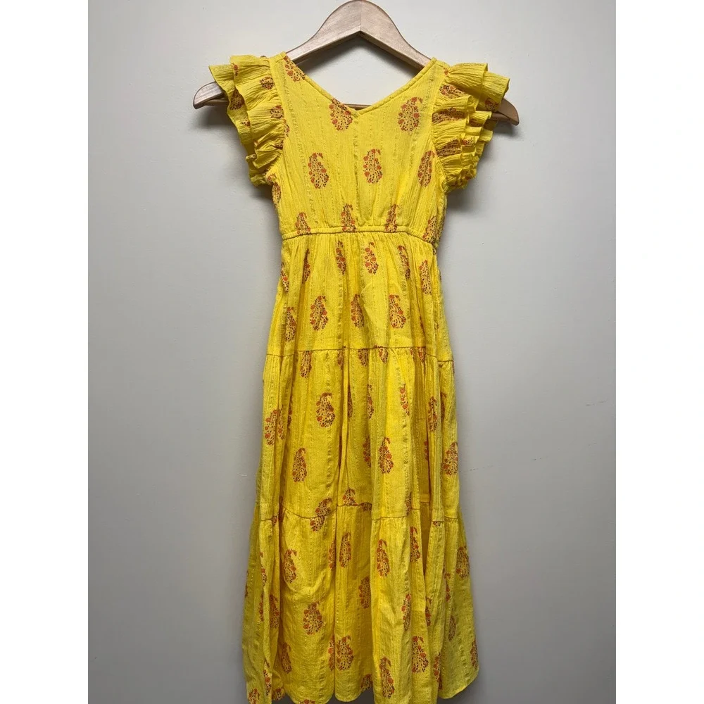 A loves A Girls Maxi Dress Flutter Sleeve Yellow New Size S